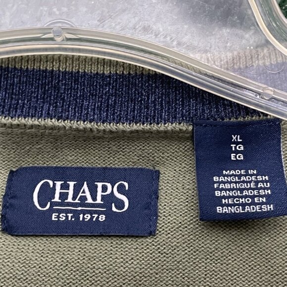 CHAPS Green Olive Vest Sweater MEN'S Size XL Logo Embroidered - Picture 3 of 6